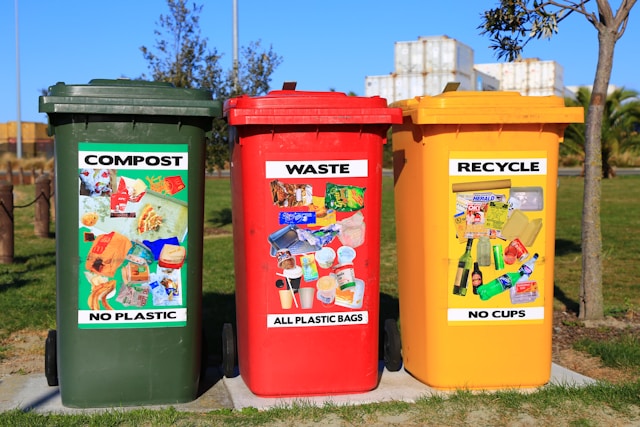 Compost, waste, and recycle bins