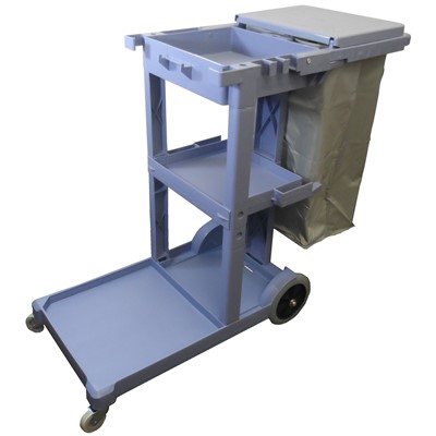 Janitor's Cart w Zippered Trash Bag, Adj