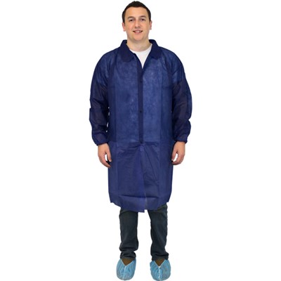 Lab Coat Blue,Spunbond,Long Slve,4-XL