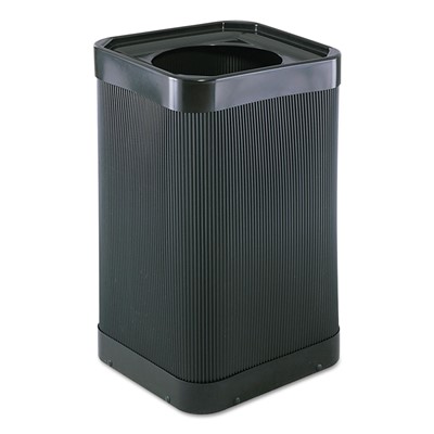 Receptacle,38 gal,black, poly, open top