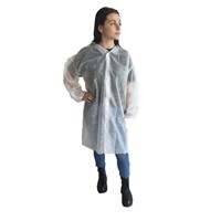 Lab Coat,Polypro,White,Lge,Snap Front